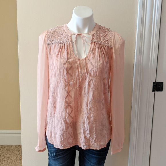 Anthropologie Tops - Anthropologie Tiny pink peasant top.